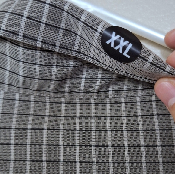 Haggar Mens Button Up Shirts Long Sleeve Checkered Plaid Gray Black White XXL - Picture 8 of 12